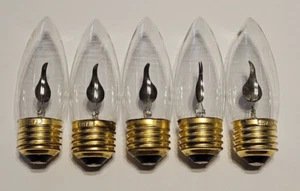 5 PACK FLICKER FLAME CLEAR LIGHT BULBS 3w CA10 32mm STANDARD BASE NEW 22105JQ - Picture 1 of 2