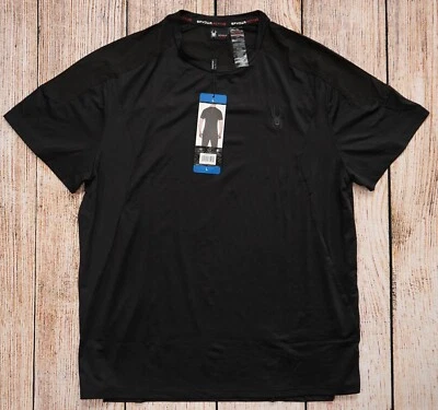 NUEVO CON ETIQUETAS Camiseta Spyder Active PROWEB Para Hombres Negra Elastizada Manga Corta Talla Grande Foto 1 de 4