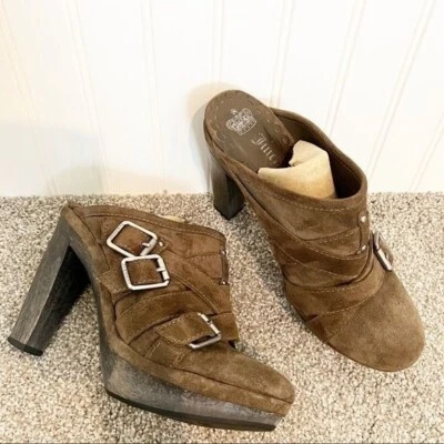 Juicy Couture Collette замши поскользнуться на деревянные мулы платформе ведьмы Y2K пряжка 8 - Изображение 1 из 4