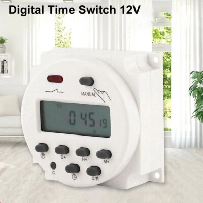 12V 16A Digital Electronic LCD Time Relay Switch Programmable Timer Tool White - Image 1 of 4