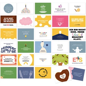 30 Postkarten Essen Sprüche Set Lustige Küchen Deko Karten Food Humor Geschenk - Bild 1 von 9