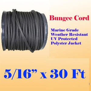 5/16 Zoll x 30 Fuß (10 Yard) Premium Marinequalität Gummis Schock Stretch Schnur UV schwarz - Bild 1 von 2