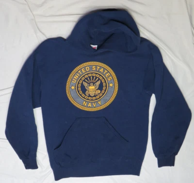 UNITED STATE NAVY MENS SHIRT MEDIUM HOODIE BLUE SOFFE MADE IN USA REFLECTIVE - Image 1 of 4