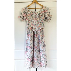 Abito Batsheva Laura Ashley Eden midi floreale stampa quartetto Tuckernuck NUOVO taglia 6 - Foto 1 di 8