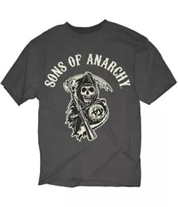 SONS OF ANARCHY SOA GRIM REAPER CHARCOAL BIKER GOTHIC TATTOO ROCK T SHIRT S-3X - Picture 1 of 3