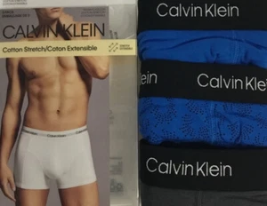 Calvin Klein Mens 3 Pack Trunk Cotton Stretch Blue&Grey Size XL - Picture 1 of 3