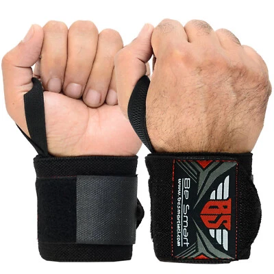 Be Smart Power Weight Lifting Wrist Wraps Support Gym Workout Bandage Straps 18" - Image 1 of 2