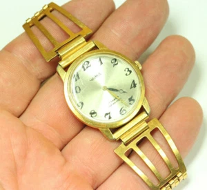 Rare VINTAGE Soviet Russia Watch CHAIKA 31mm 1960-s Gold plated wristwatch W037 - Picture 1 of 12