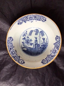 Delft 18th c Blue & White Soup or Broth Bowl Porcelain Axe Factory 1760’s. - Picture 1 of 9