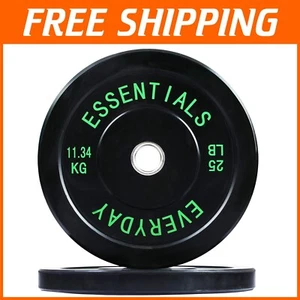 Premium Bumper Plates with Steel Inner Hub - Color Coded for Easy Use - 25lbs - Picture 1 of 6