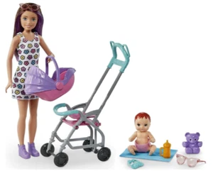 Barbie Babysitters Play Set Baby Doll Stroller Carrier Stroller Brunette Skipper - Picture 1 of 8