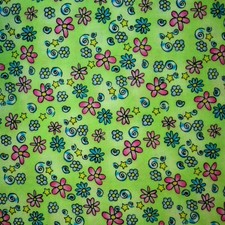 VTG 1990s Cotton Quilt Fabric Marcus Brothers Lime Whimsy Floral FQ Cut to Order