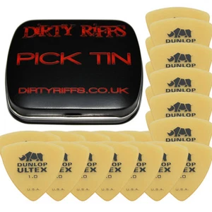 24 x Dunlop Ultex Triangle Guitar Picks / Plectrums - 1.00mm In A Handy Pick Tin - Picture 1 of 1