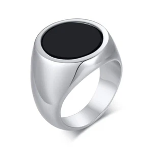 Anillo de acero inoxidable redondo grande de 13 mm de acero inoxidable para hombre banda de moda talla 7-12 - Imagen 1 de 13