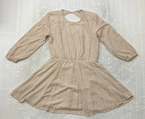 American Eagle Womens Size L Long Sleeve Yellow White Striped Mini Dress - Picture 1 of 13
