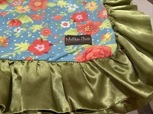Matilda Jane Blue/ Green/ Orange Floral Satin Trimmed Girl’s Blanket - Picture 1 of 3