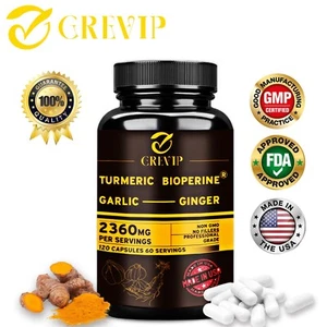 Turmeric Bioperine 2360mg - Garlic, Ginger - Joint Support, Digestive Health - Picture 1 of 12