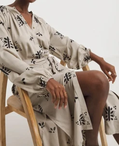 VESTIDO CAFTÁN CON CINTURÓN ESTAMPADO BORDE NATURAL MUJER JD WILLIAMS NUEVO (ref 554) - Imagen 1 de 3