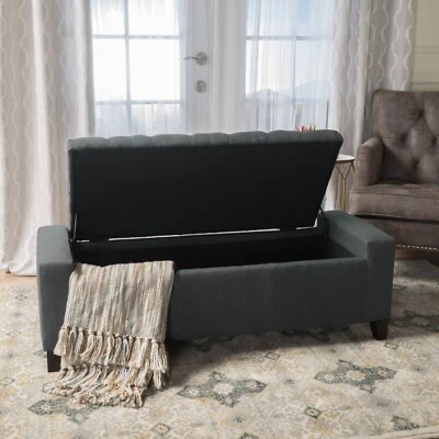 Contemporary Tufted Storage Ottoman Bench - Image 1 of 4
