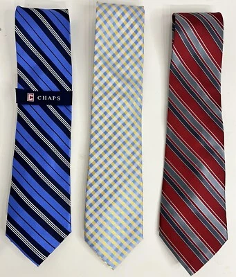 Lote De 3 Corbatas, Jones New York, Chaps, Nautica, Nuevas Con Etiquetas Rojo Azul Amarillo Foto 1 de 4