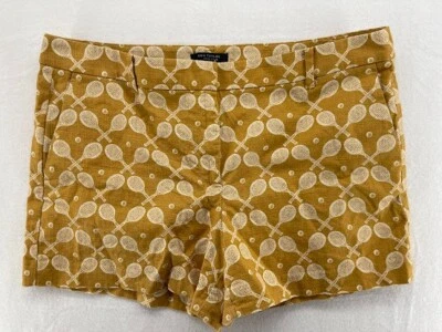 Pantalones Cortos Ann Taylor Devin Fit Golden Rod Estampado Raqueta Tenis Talla 14 Frente Plano Foto 1 de 4