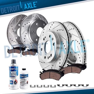 Front Rear Drilled Rotors Brake Pads for Chevy GMC Silverado Sierra 1500 Yukon - Image 1 of 4