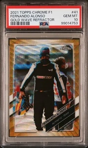 2021 Topps Chrome F1 Fernando Alonso # 04/50 Gold Wave Refractor PSA 10 #41 - Picture 1 of 3