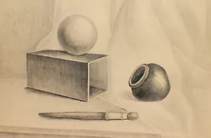 Antique realist composition still life pencil drawing - Picture 1 of 12