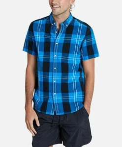 NWT- LIFE AFTER DENIM Men's WOVEN Blue PLAID BUTTON SHORT SLEEVE SHIRT- S - Picture 1 of 4