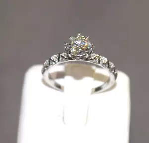 GRA Certified 925 Sterling Silver & 1ct Moissanite Engagement Ring ~ 7.5 - Picture 1 of 24
