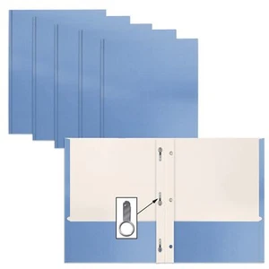 Office Products Light Blue Paper 2 Pocket Folders with Prongs 50 Pack Matte T... - Picture 1 of 6