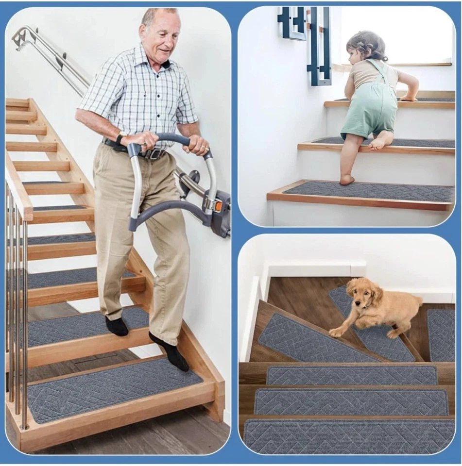 Escaleras para peldaños de madera, peldaños antideslizantes para escaleras de alfombra paquete de 15 8 "X 30" Foto 1 de 4