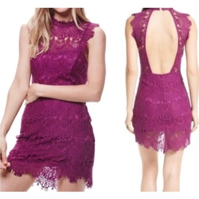 New! Intimately Free People Daydream Lace Magenta Mini Dress Backless Womens S - Image 1 of 4