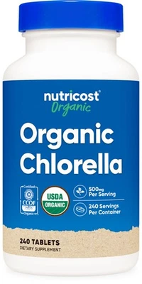 Nutricost Orgánica Chlorella 500mg, 240 Comprimidos - Sin Gluten, Sin OGM Foto 1 de 4