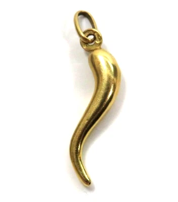 GOLD PENDANT 18K Yellow Italian Horn Charm Cornuto 😈😍 L@@K Medium Real - Image 1 of 4