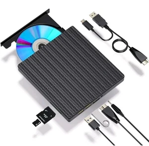External CD DVD Drive, USB 3.0 Player Burner Writer, for PC Laptop Windows 11 10 - Picture 1 of 4