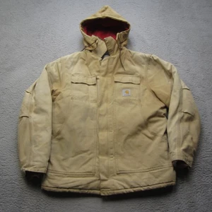 Veste Carhartt homme XL marron à capuche canard toile matelassée vêtement de travail manteau - Photo 1/13