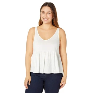Abound White Sleeveless Babydoll Peplum Tank Top - Size Medium NWT - Picture 1 of 5