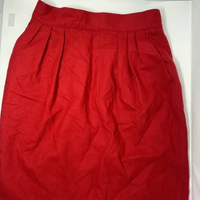Falda lápiz roja plisada vintage Jones Wear para mujer 12 100 % lana Foto 1 de 4
