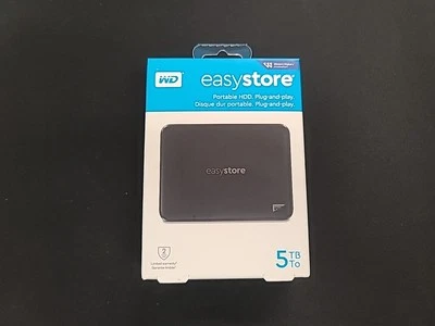 WD WDBAJP0050BBK-WESN Easystore 5TB External USB 3.0 Portable Hard Drive - Black - Image 1 of 4