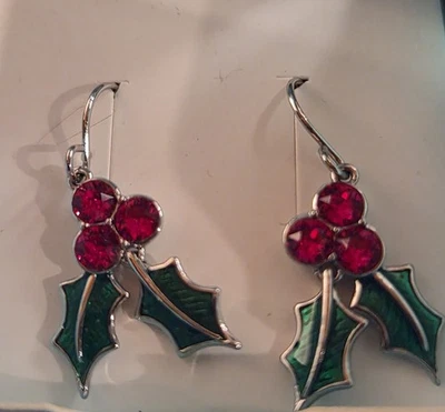 Pendientes colgantes de cristal 2018 Christmas Holly Berry de origami búho sin níquel Foto 1 de 4