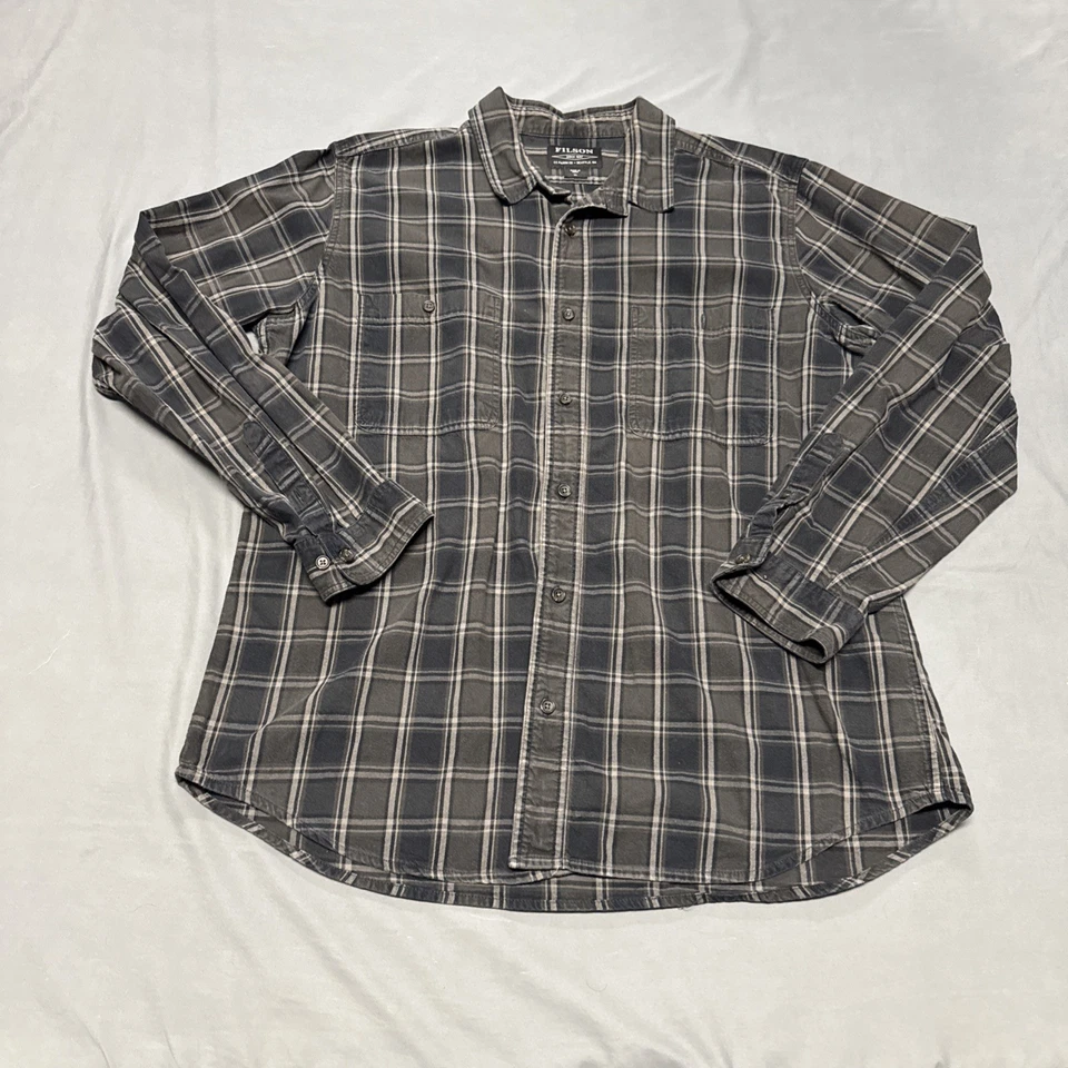 CC Filson Flannel Shirt XL  Black Gray Plaid Outdoor Lightweight Workwear - Image 1 of 4