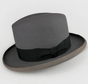 Vintage 40’s-50’s Stetson Hat Homburg Royal De Luxe St Regis 7 Gray Fur Felt EUC - Bild 1 von 15