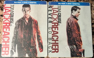 NEW Jack Reacher 1 & 2 Never Go Back Blu-ray + DVD + Digital Copy Steelbook Lot - Image 1 of 2