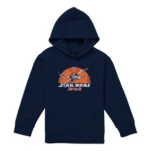 Star Wars Xwing And Tie Fighter Flight Kids Hoodie, Navy, 5-13 Years - Picture 1 of 4