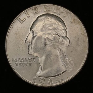 Q700 1964 P WASHINGTON QUARTER 90% SILVER EXCELLENT CONDITION MINOR DIE ROTATION - Picture 1 of 2