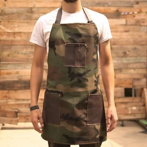 Friseurweste Schürze Friseur Stylist Salon Cape Kunstleder/Stoff tarnfarben - Bild 1 von 2