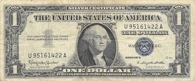 USA  $1  Silver Certificate  Series of 1957 B  Block U-A  Circulated Banknote ZD - Image 1 of 2