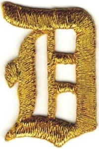 1 1/8" Fancy Metallic Gold Old English Alphabet Letter D Embroidered Patch - Picture 1 of 1