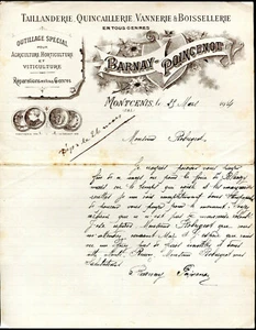 ancienne facture " Barnay-Poincenot " Montcenis . Viticulture.Quincaillerie.1914 - Imagen 1 de 1